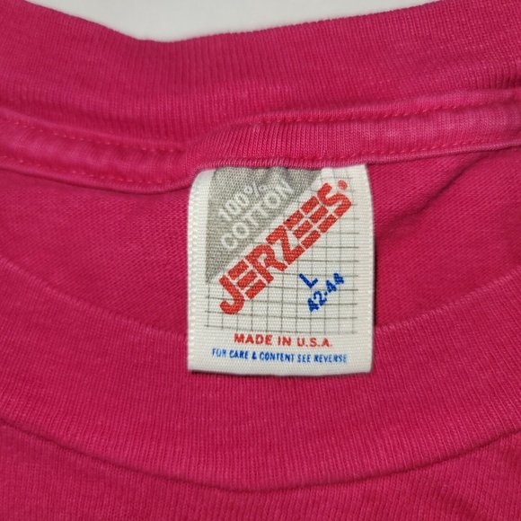 Vintage 90s Germany Single Stitch Pink Shirt Jerzees Size Large - Picture 5 of 7